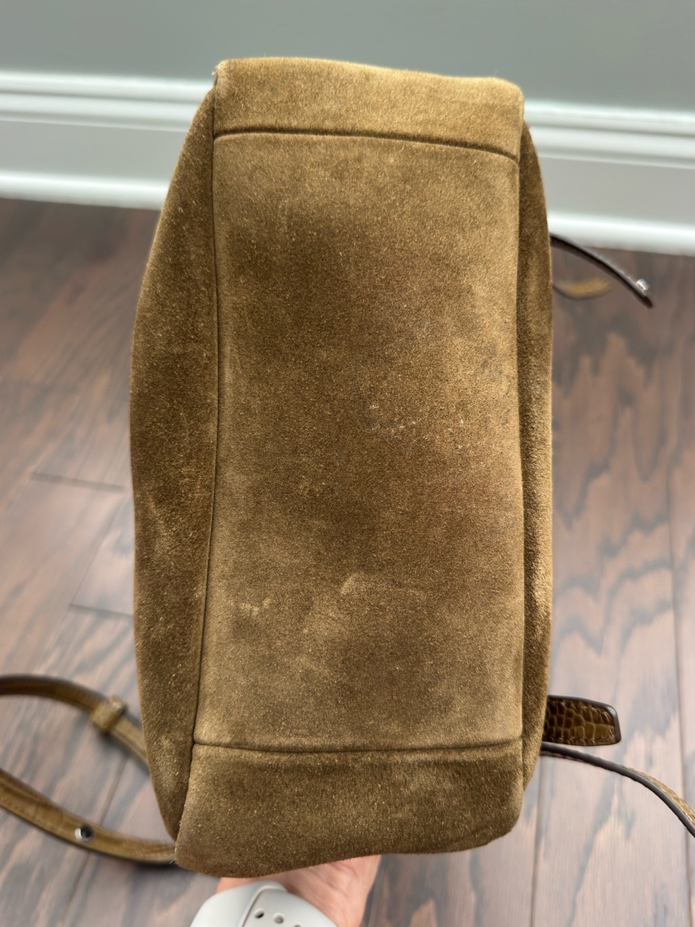 Tory Burch Romy Suede Bucket Bag - Deep Olive - Picture 5 of 10